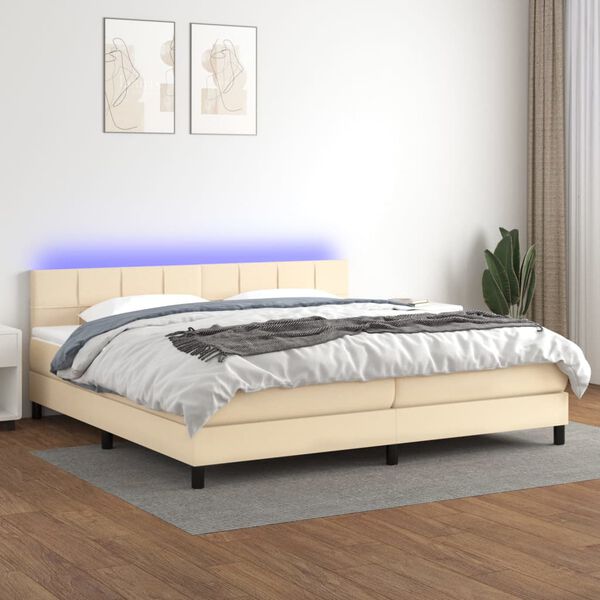 vidaXL Box spring postel s matrac&iacute; a LED kr&eacute;mov&aacute; 200x200 cm textil