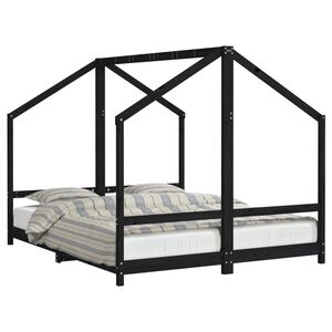 vidaXL Dětsk&aacute; postel čern&aacute; 2x (80 x 200) cm masivn&iacute; borov&eacute; dřevo