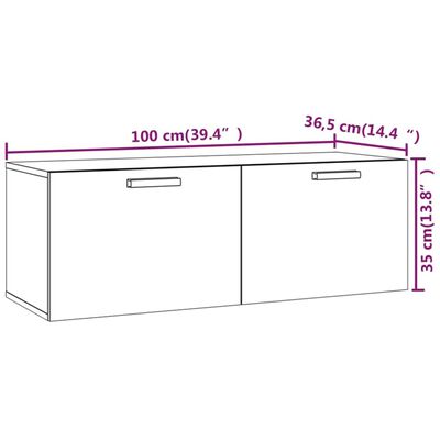 vidaXL Nástěnná skříňka černá 100 x 36,5 x 35 cm kompozitní dřevo
