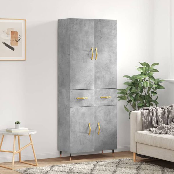 vidaXL Skř&iacute;ň highboard betonově &scaron;ed&aacute; 69,5x34x180 cm kompozitn&iacute; dřevo