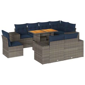 vidaXL 9d&iacute;ln&aacute; zahradn&iacute; sedac&iacute; souprava s podu&scaron;kami &scaron;ed&aacute; polyratan