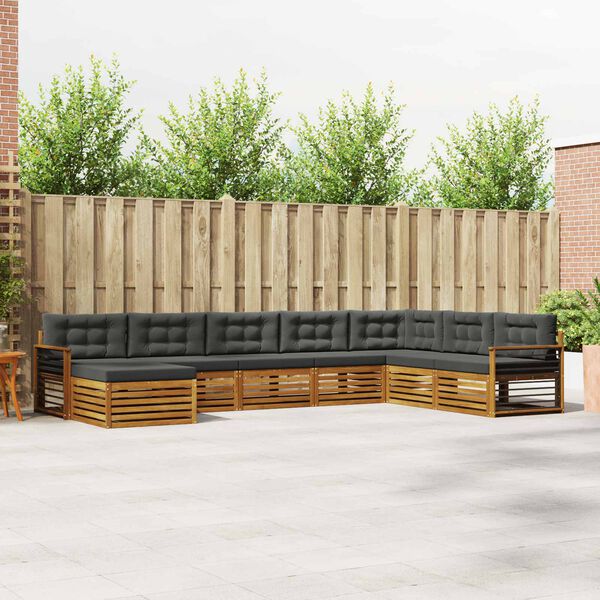 vidaXL Sedac&iacute; soupravy s pol&scaron;t&aacute;řem 8 pcs Přirozen&aacute; a Anthracitov&aacute;