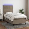 vidaXL Box spring postel s matrac&iacute; a LED taupe 100x200 cm textil