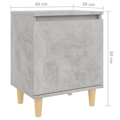 vidaXL Noční stolek masivní dřevěné nohy betonově šedý 40 x 30 x 50 cm