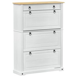 vidaXL Skř&iacute;ň na obuv Corona B&iacute;l&aacute; 99 x 32 x 138 cm Masivn&iacute; borov&eacute; dřevo