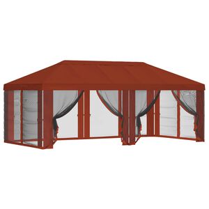 vidaXL Kryt na alt&aacute;n s bočn&iacute;mi stěnami 6 x 3 m Cihlov&aacute; Polyester 190