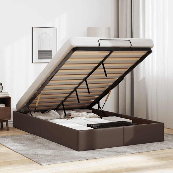 vidaXL Osmansk&yacute; r&aacute;m postele bez matrace hněd&yacute; 120x200 cm uměl&aacute; kůže