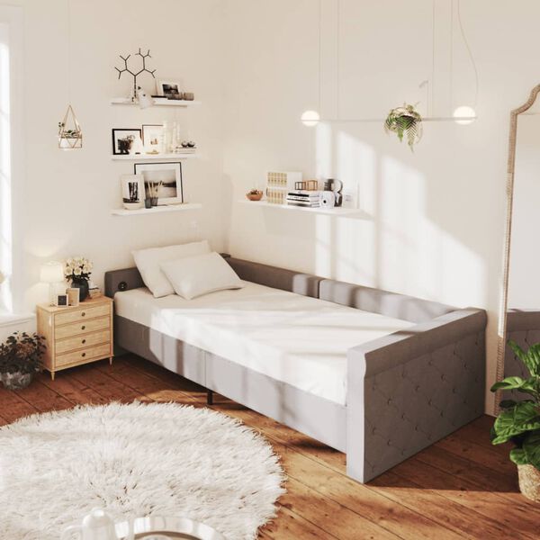 vidaXL V&aacute;lenda s USB světle &scaron;ed&aacute; textil 90 x 200 cm