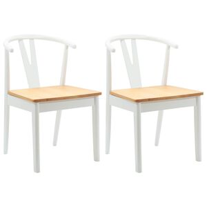 vidaXL J&iacute;deln&iacute; židle 2 ks Masivn&iacute; gumov&eacute; dřevo B&iacute;l&aacute; a př&iacute;rodn&iacute;