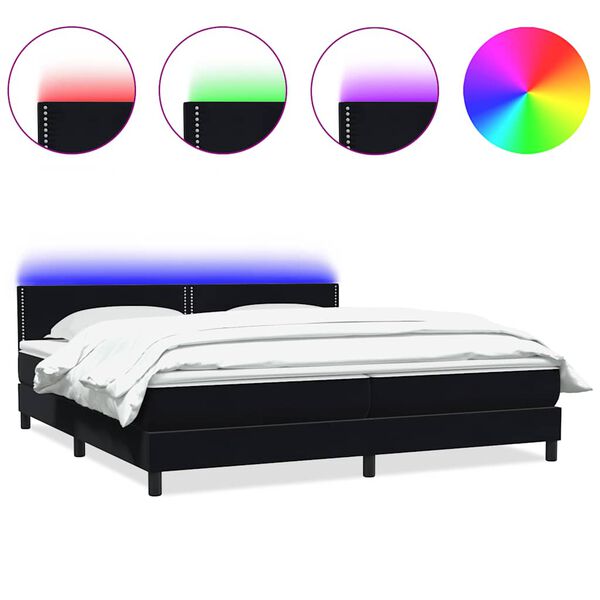 vidaXL Box spring postel s matrac&iacute; a LED čern&aacute; 180x210 cm samet