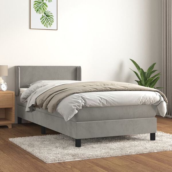 vidaXL Box spring postel s matrac&iacute; světle &scaron;ed&aacute; 100x200 cm samet