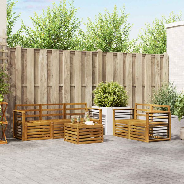 vidaXL Sedac&iacute; soupravy 6 pcs Př&iacute;rodn&iacute; Masivn&iacute; ak&aacute;tov&eacute; dřevo