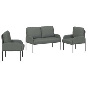 vidaXL Sedac&iacute; soupravy 3 pcs Tmavě &scaron;ed&aacute; 115 x 56 x 80 cm Překližka