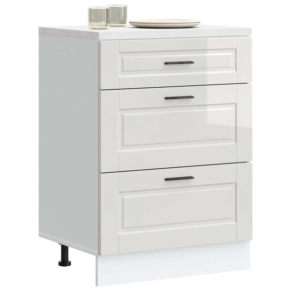 vidaXL Kuchyňsk&aacute; spodn&iacute; skř&iacute;ňka "Porto" z vysoce leskl&eacute;ho b&iacute;l&eacute;ho dřeva