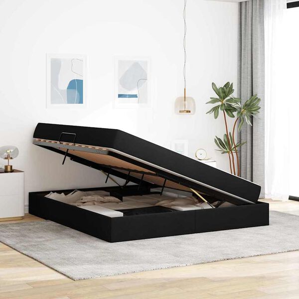 vidaXL Postel s &uacute;ložn&yacute;m prostorem a matrac&iacute; Čern&aacute; 160 x 200 cm