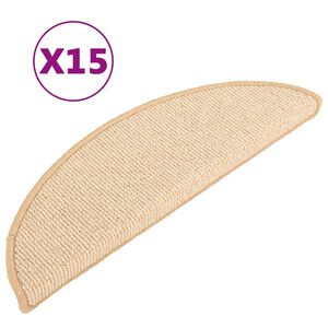 vidaXL Schodov&eacute; rohože 15 ks 56x17x3 cm kr&eacute;mov&eacute;, půlkulat&eacute;