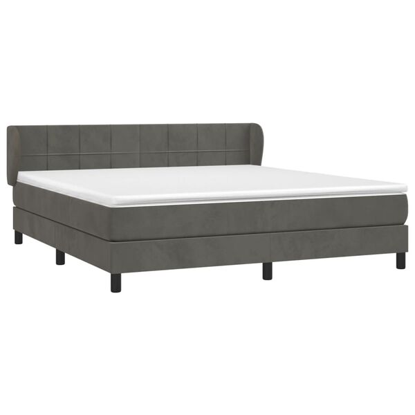 vidaXL Box spring postel s matrac&iacute; tmavě &scaron;ed&aacute; 180x200 cm samet