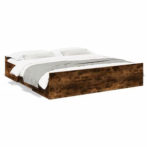 vidaXL R&aacute;m postele se z&aacute;suvkami kouřov&yacute; dub 200 x 200 cm kompozit