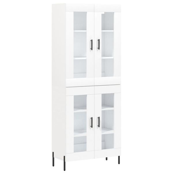 vidaXL Skř&iacute;ň highboard b&iacute;l&aacute; 69,5 x 34 x 180 cm kompozitn&iacute; dřevo