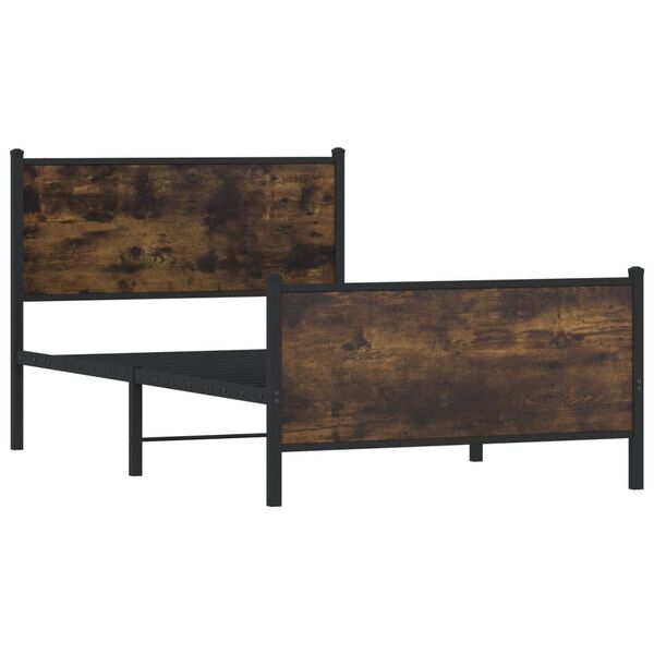 vidaXL Kovový rám postele bez matrace kouřový dub 107 x 203 cm