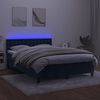vidaXL Box spring postel s matrac&iacute; a LED tmavě modr&aacute; 140x190 cm samet