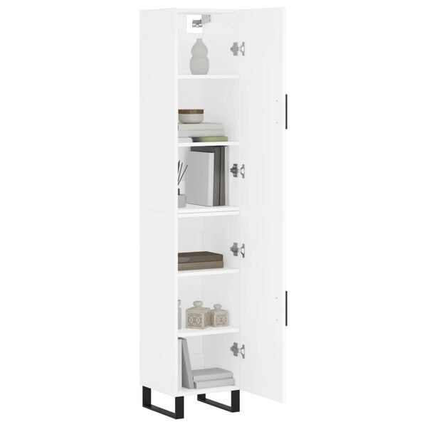vidaXL Skř&iacute;ň highboard b&iacute;l&aacute; 34,5 x 34 x 180 cm kompozitn&iacute; dřevo