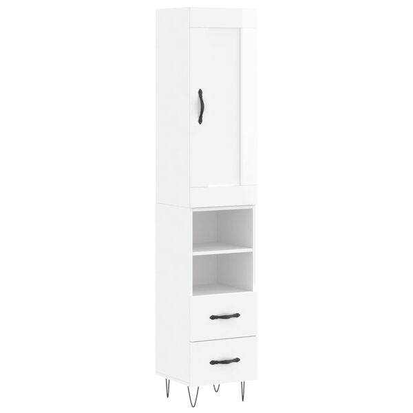 vidaXL Skř&iacute;ň highboard b&iacute;l&aacute; s vysok&yacute;m leskem 34,5x34x180 cm kompozit