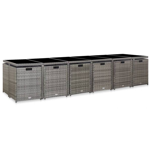 vidaXL 17d&iacute;ln&yacute; zahradn&iacute; j&iacute;deln&iacute; set s podu&scaron;kami polyratan &scaron;ed&yacute;