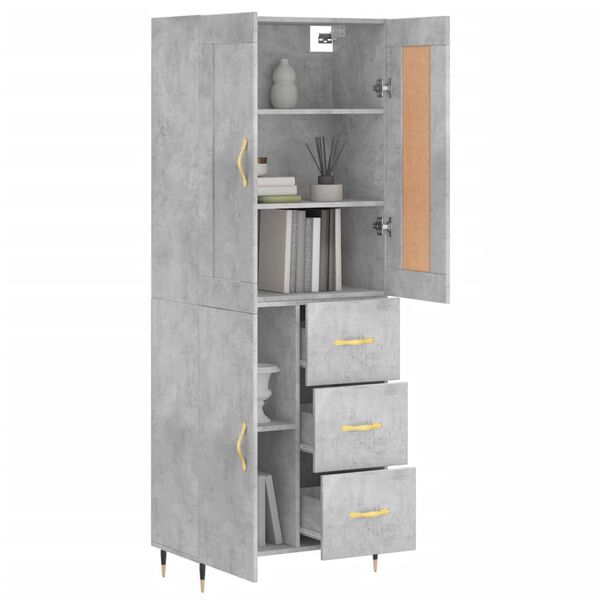 vidaXL Skř&iacute;ň highboard betonově &scaron;ed&aacute; 69,5x34x180 cm kompozitn&iacute; dřevo