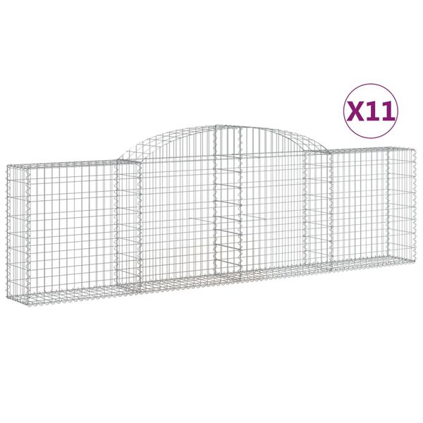 vidaXL Klenut&eacute; gabionov&eacute; ko&scaron;e 11ks 300x30x80/100 cm pozinkovan&eacute; železo