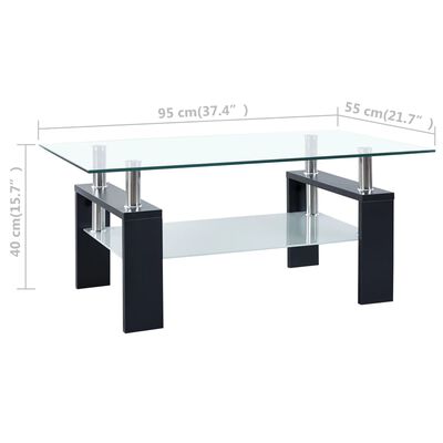 vidaXL Konferenční stolek černý a průhledný 95x55x40 cm tvrzené sklo