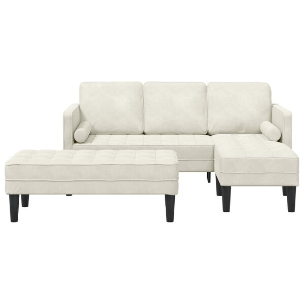 vidaXL Set pohovek s pol&scaron;t&aacute;řem 2 pcs Kr&eacute;mov&aacute; Polyester