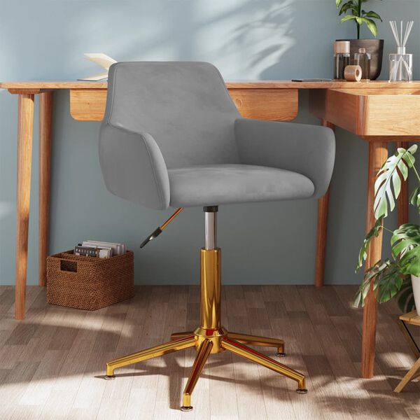 vidaXL Otočn&aacute; j&iacute;deln&iacute; židle světle &scaron;ed&aacute; samet