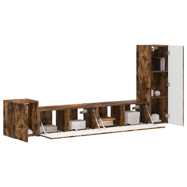 vidaXL Sestava TV skř&iacute;něk N&aacute;stěnn&yacute; 3 pcs Kouřov&yacute; dub kompozitn&iacute; dřevo