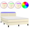 vidaXL Box spring postel s matrac&iacute; a LED kr&eacute;mov&aacute; 140x190 cm uměl&aacute; kůže