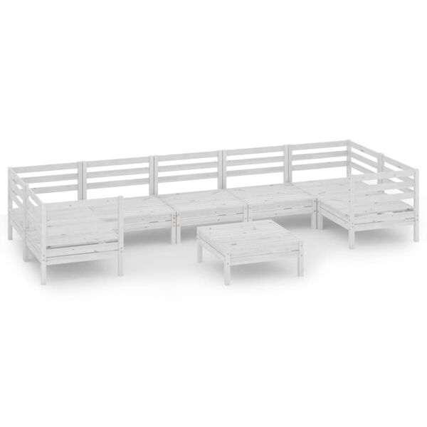 vidaXL 8d&iacute;ln&aacute; zahradn&iacute; sedac&iacute; souprava b&iacute;l&aacute; masivn&iacute; borovice