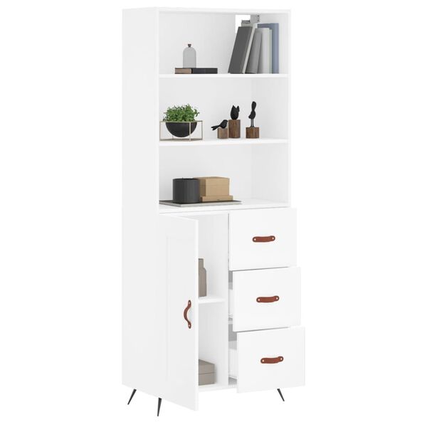 vidaXL Skř&iacute;ň highboard b&iacute;l&aacute; 69,5 x 34 x 180 cm kompozitn&iacute; dřevo