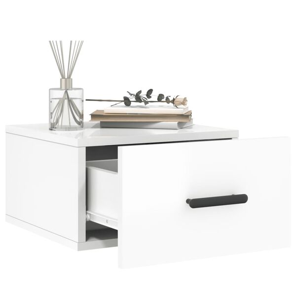 vidaXL N&aacute;stěnn&eacute; nočn&iacute; stolky 2 ks b&iacute;l&eacute; s vysok&yacute;m leskem 35x35x20 cm