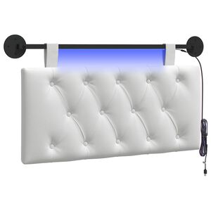 vidaXL Z&aacute;věsn&eacute; čelo postele S LED osvětlen&iacute;m B&iacute;l&aacute; Textil