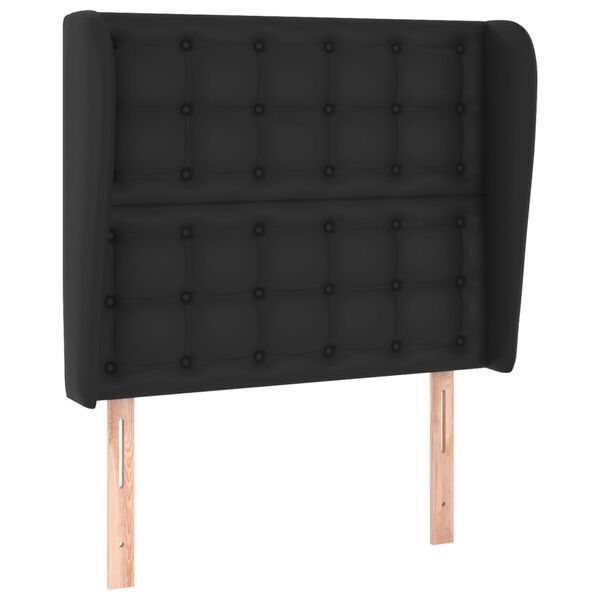 vidaXL Čelo postele typu u&scaron;&aacute;k čern&eacute; 93x23x118/128 cm uměl&aacute; kůže