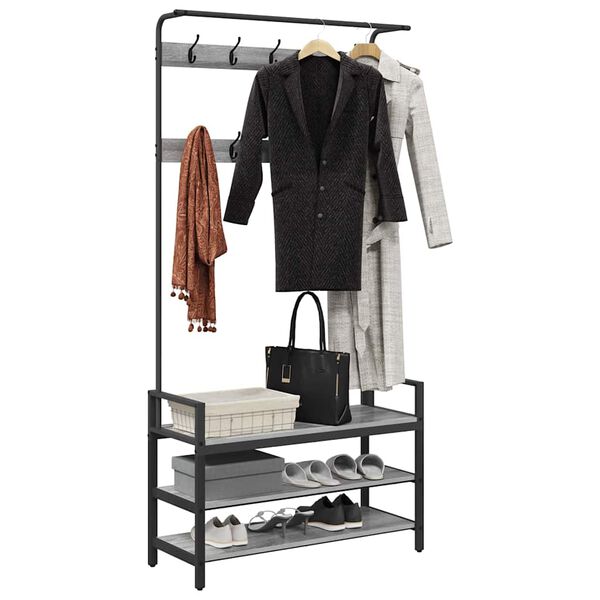 vidaXL Věšák na kabáty Šedá sonoma 95 x 34 x 184 cm Kompozitní dřevo