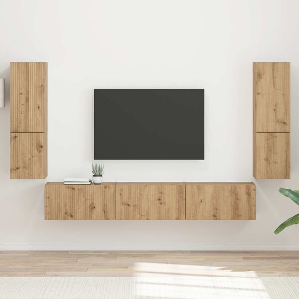 vidaXL Sestava TV skř&iacute;něk 4 pcs Artisanov&yacute; dub kompozitn&iacute; dřevo