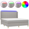 vidaXL Box spring postel s matrac&iacute; a LED světle &scaron;ed&aacute; 160x200 cm textil