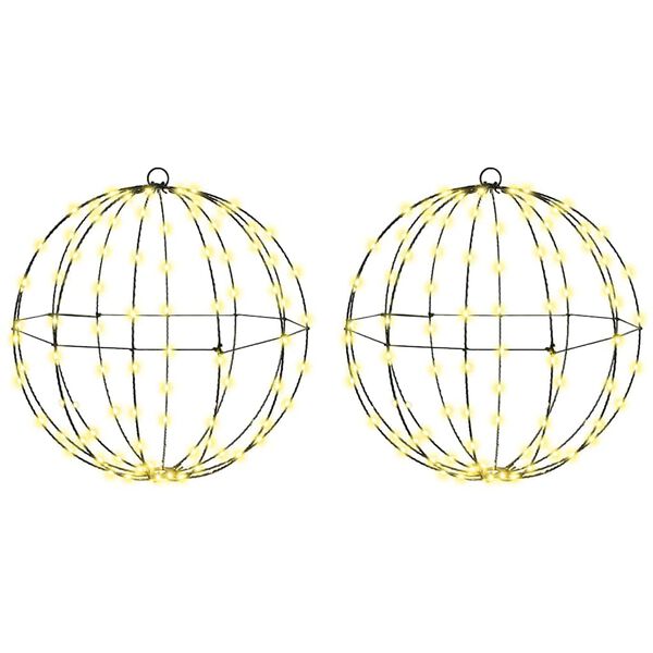 vidaXL Koule s 192 LED diodami 2 pcs Tepl&aacute; b&iacute;l&aacute; 40 x 40 x 43,5 cm kov