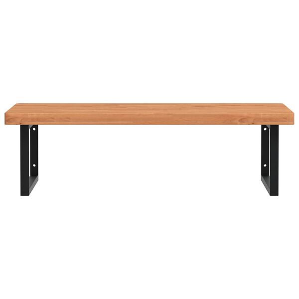 vidaXL Deska pod umyvadlo n&aacute;stěnn&aacute; ocel a masivn&iacute; bukov&eacute; dřevo