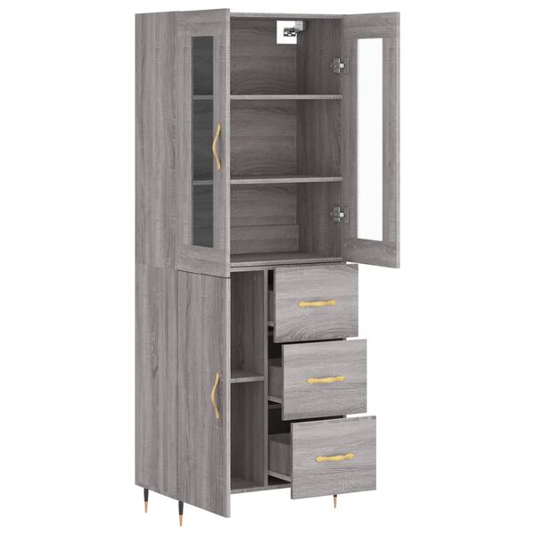 vidaXL Skř&iacute;ň highboard &scaron;ed&aacute; sonoma 69,5 x 34 x 180 cm kompozitn&iacute; dřevo