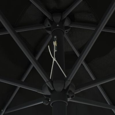 vidaXL Slunečník s LED světly hliníková tyč 270 cm černý