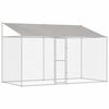 vidaXL Ps&iacute; klec s střechou Stř&iacute;brn&aacute; 400 x 200 x 256 cm Ocel a PE