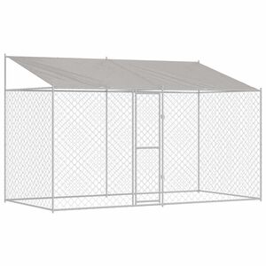 vidaXL Ps&iacute; klec s střechou Stř&iacute;brn&aacute; 400 x 200 x 256 cm Ocel a PE