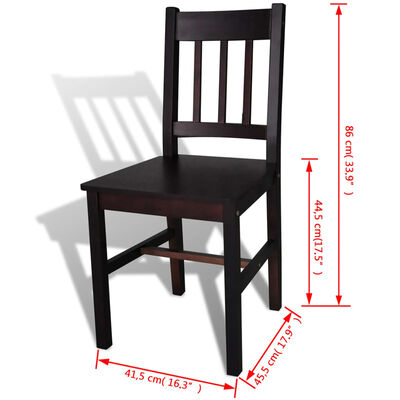vidaXL Jídelní židle 4 ks tmavě hnědé borové dřevo
